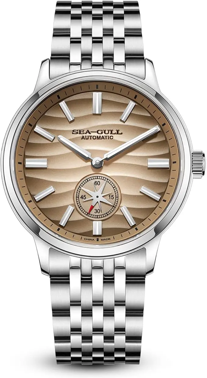 Sea-Gull automatic Chinese watch with stainless steel bracelet and textured dial