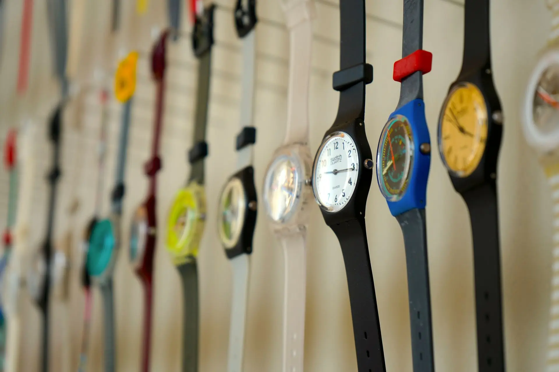 Various watch samples displayed for sourcing and quality checks in the watch market in China