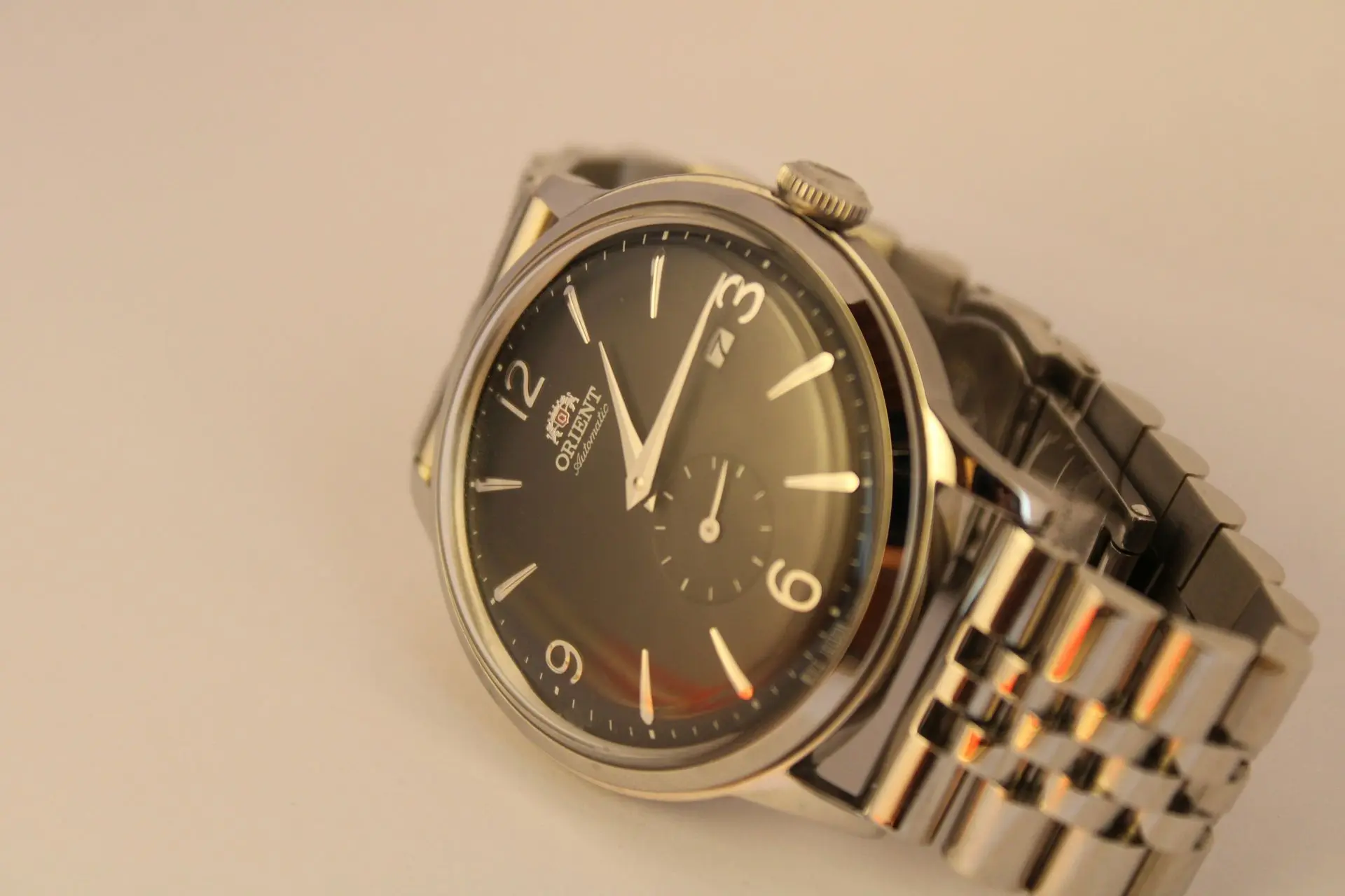 Orient Bambino Small Seconds Automatic Watch Orient Bambino Small Seconds automatic watch with black dial and stainless steel bracelet