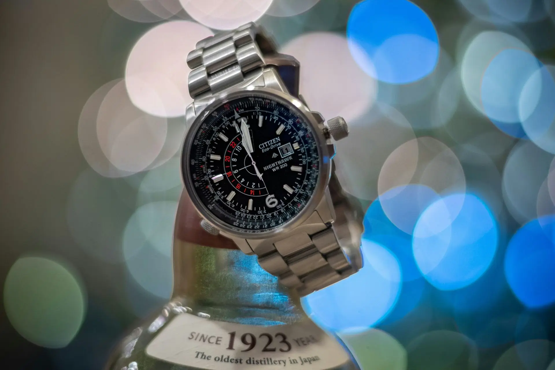 Citizen Promaster GMT Eco-Drive Nighthawk watch with 24-hour dual time display