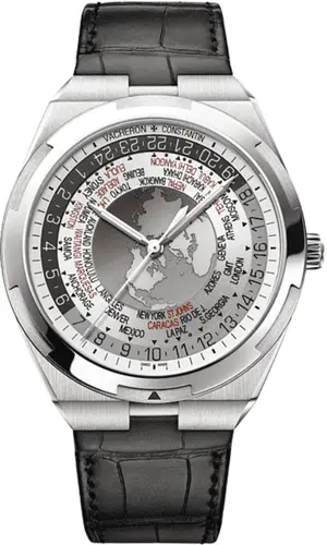 Vacheron Constantin Overseas World Time watch with multi-city dial and world map display 