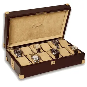 Luxury leather watch storage case alternative to Rimowa watch case with multiple watch compartments