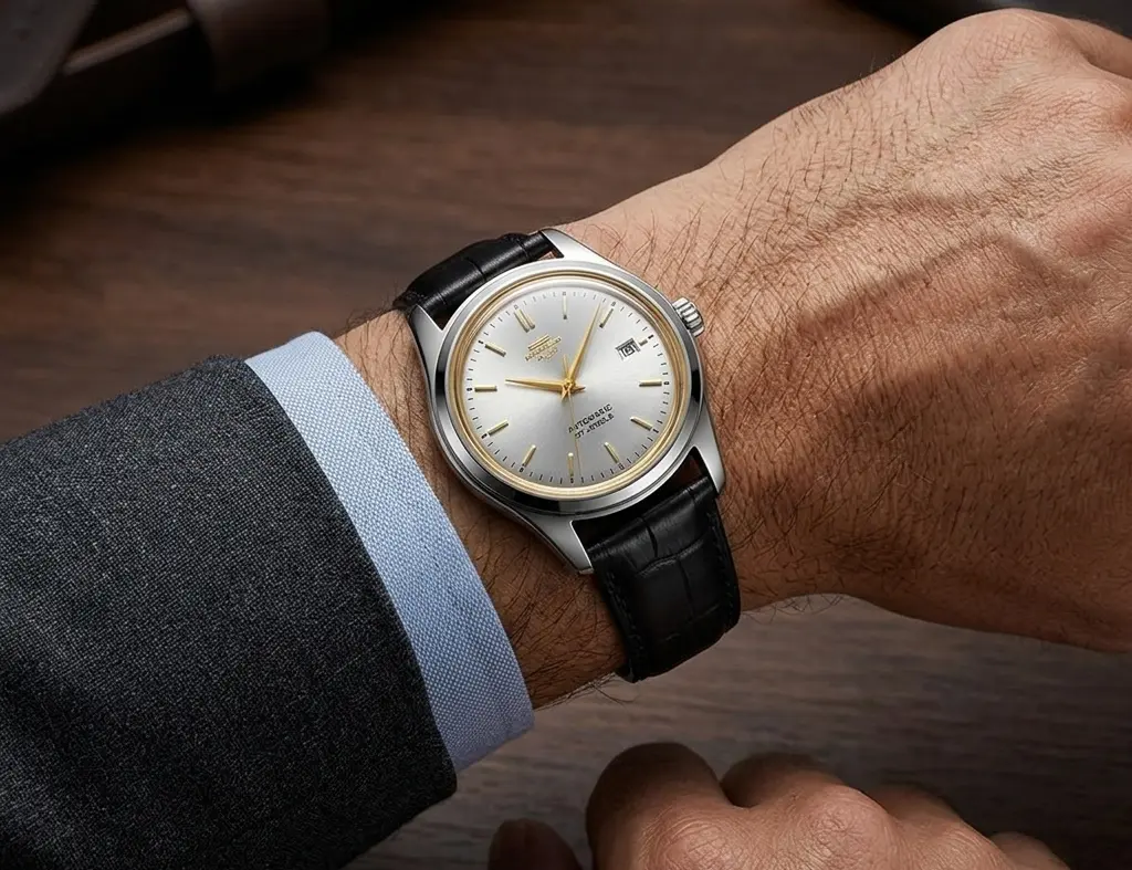 Beijing Watch Factory Chinese Watch Brand Beijing Watch Factory automatic Chinese dress watch worn on wrist with leather strap