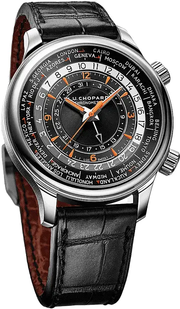 World Timer Watch With Global Time Zone Complication Luxury world timer watch with multiple time zones and city ring display