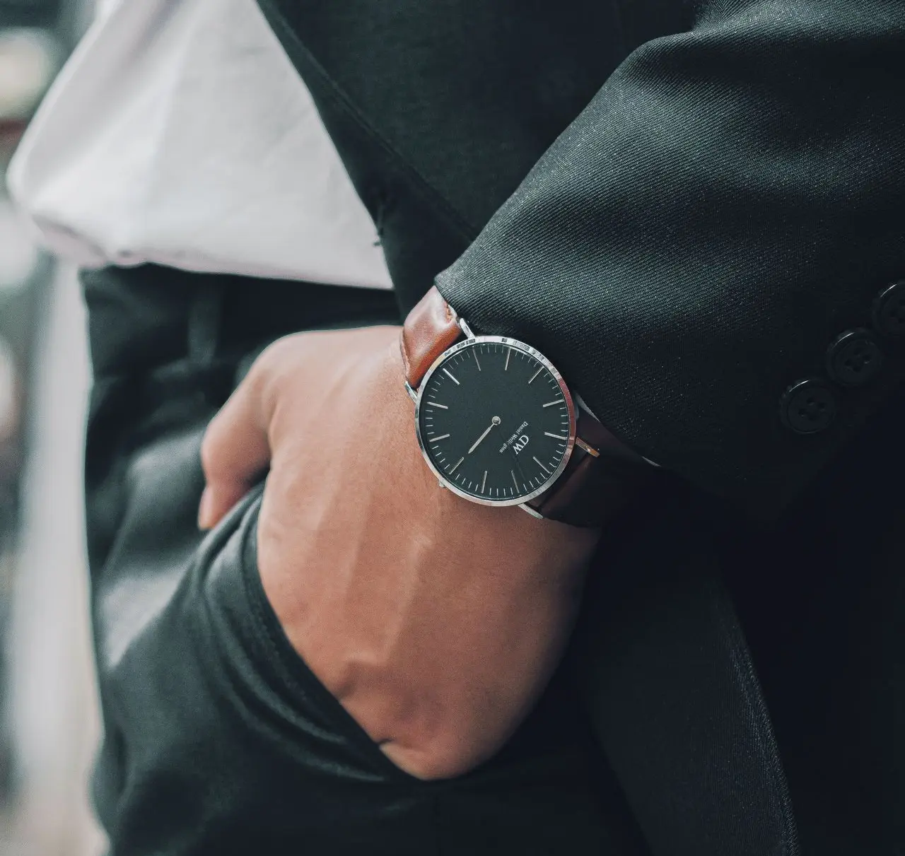 Dress Watch for a Minimalist Watch Collection Minimalist watch collection featuring a classic dress watch with a brown leather strap and clean dial