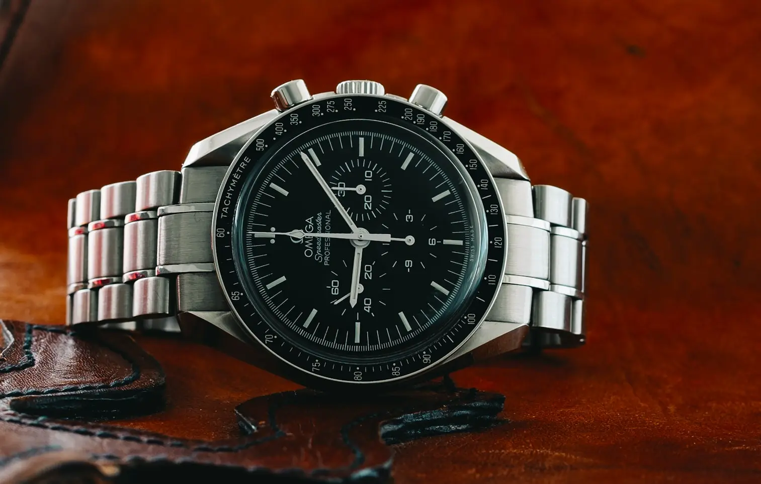 Omega Speedmaster chronograph watch with tachymeter bezel