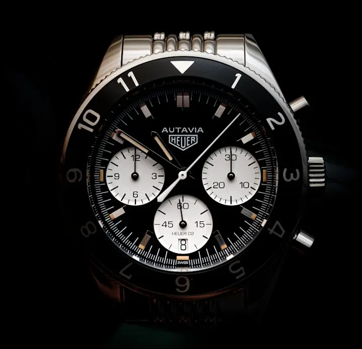 TAG Heuer Autavia chronograph watch with black dial