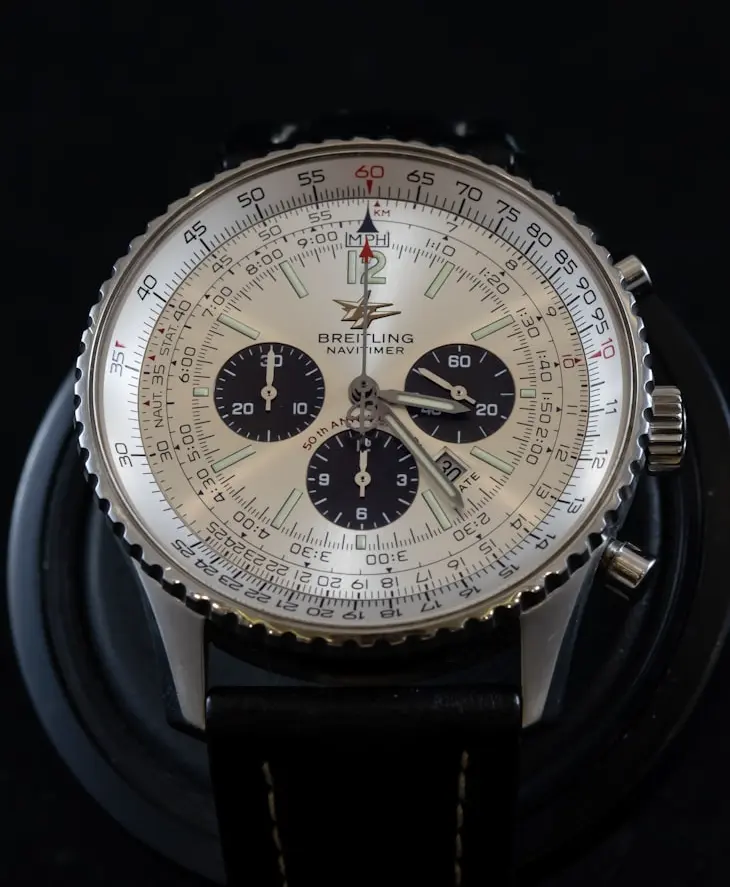 Breitling Navitimer chronograph watch with circular slide rule bezel