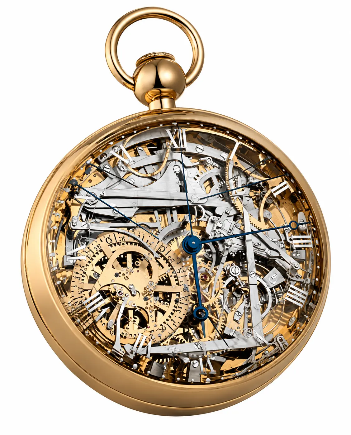 Antique mechanical pocket watch with intricate exposed movement