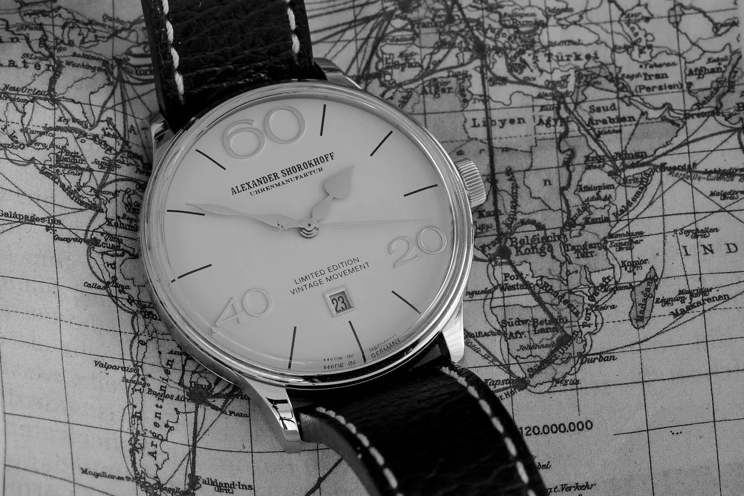 Alexander Shorokhoff microbrand watch with distinctive minimalist dial